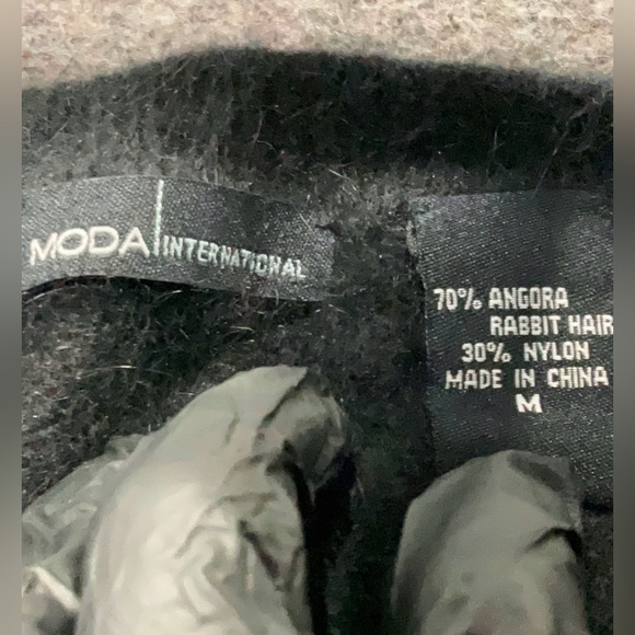 Moda International 70% Angora Rabbit Puff Sleeve V-Neck Sweater Bodycon Dress - Picture 6 of 6